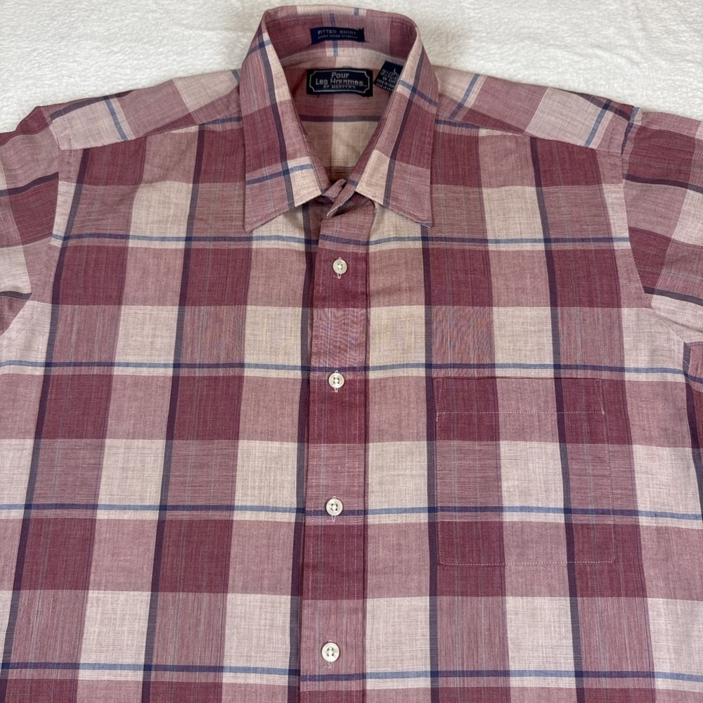 Vintage Pour Les Hommes By Mervyns Mens Plaid Shirt Large Single Needle Tailor